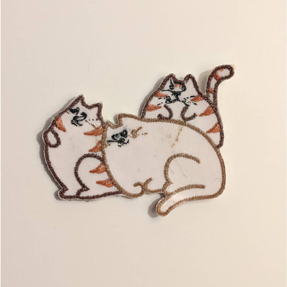Vintage Fat Orange Tabby Cats Applique Iron On Embroidered Patch Sewing & Crafts - Picture 5 of 5